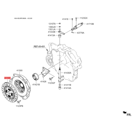 Диск сцепления 41100-39270 Mobis - 4110039270 - схема с каталога 41100, KEURPUN06 4110039270