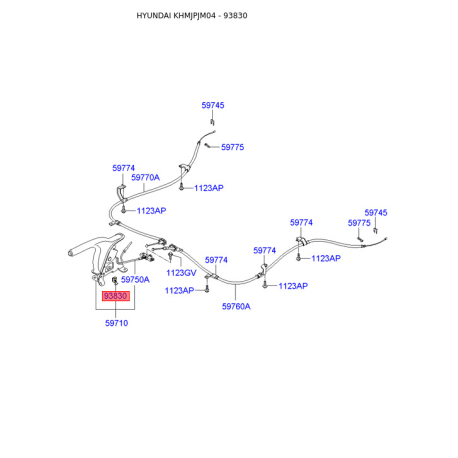Вимикач, привід гальма стоянки 93830-2E000 Mobis - 938302E000 - схема з каталогу 93830, KHMJPJM04 938302E000
