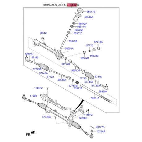 Рулевой механизм 56500-F2100 Mobis - 56500F2100 - схема с каталога 56500B, AEURPF319 56500F2100