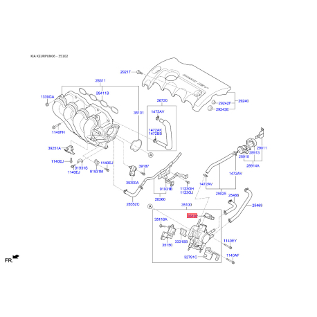 Датчик положення дросельної заслінки 35170-26900 Mobis - 3517026900 - схема з каталогу 35102, KEURPUN06 3517026900