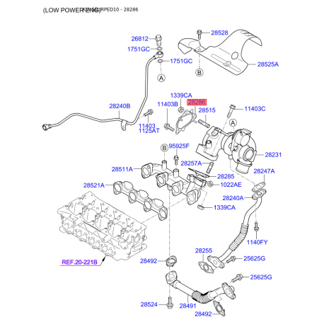 Прокладка, компрессор 28286-27400 Mobis - 2828627400 - схема с каталога 28286, SEURPED10 2828627400
