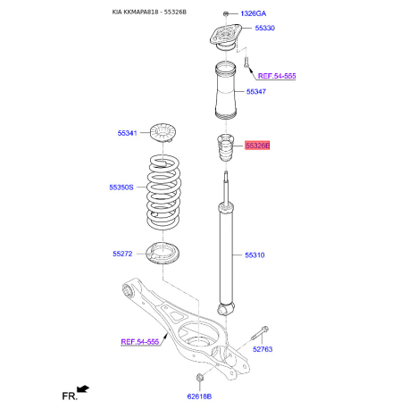 Буфер (відбійник) амортизатора 55326-E6100 Mobis - 55326E6100 - схема з каталогу 55326B, KKMAPA818 55326E6100