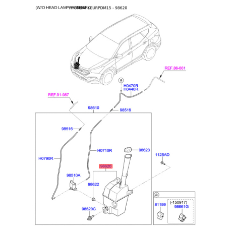 Бачок омивача 98620-2W000 Mobis - 986202W000 - схема з каталогу 98620, KEURPDM15 986202W000
