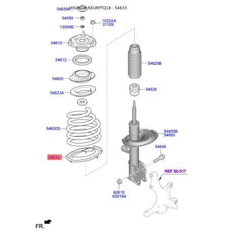 Прокладка передней пружины нижняя 54633-2B000 Mobis - 546332B000 - схема с каталога 54633, KEURPTQ18 546332B000