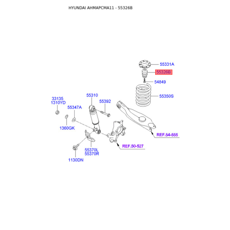 Буфер (отбойник) амортизатора 55326-2B000 Mobis - 553262B000 - схема с каталога 55326B, AHMAPCMA11 553262B000