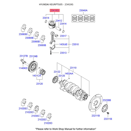 Поршень 23410-27940 Mobis - 2341027940 - схема з каталогу 23410G, KEURPTG05 2341027940