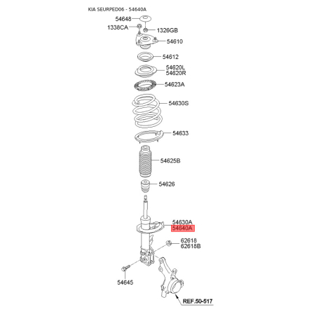 Амортизатор правый 54661-1H101 Mobis - 546611H101 - схема с каталога 54640A, SEURPED06 546611H101