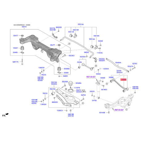 Сайлентблок заднего нижнего рычага 55118-3R000 Mobis - 551183R000 - схема с каталога 55888, KKMAPA918 551183R000