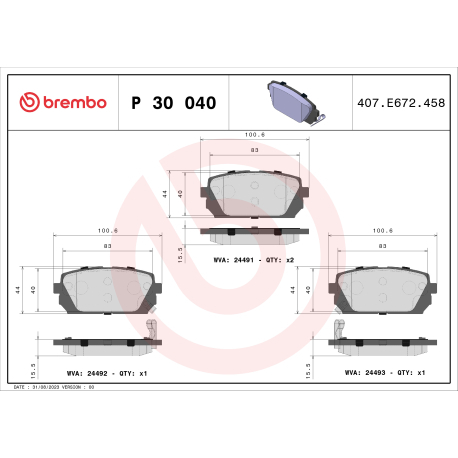 Колодки гальмівні дискові комплект Brembo - P 30 040 - зображення №1 P 30 040