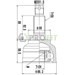 Шарнирный комплект приводного вала Profit