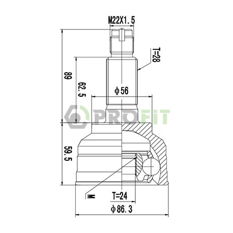 Шарнірний комплект приводного вала Profit - PR 2710-2668 - зображення №1 PR 2710-2668