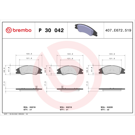 Колодки тормозные дисковые комплект Brembo - P 30 042 - изображение №1 P 30 042