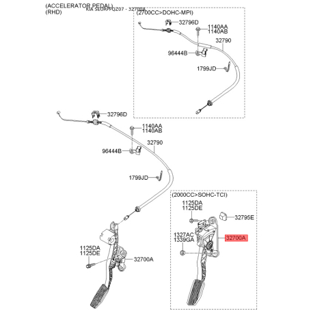Педаль акселератора 32700-1F300 Mobis - 327001F300 - схема с каталога 32700A, SEURPFQZ07 327001F300