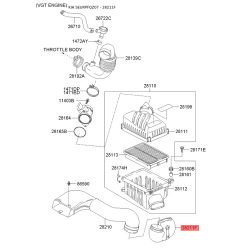 Рукав повітрозабірника, повітряний фільтр 28211-2E100 Mobis