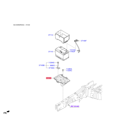 Кріплення акумулятора 37150-D3000 Mobis - 37150D3000 - схема з каталогу 37150, KKMAPD916 37150D3000