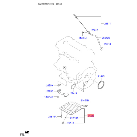 Масляный поддон 21510-2B700 Mobis - 215102B700 - схема с каталога 21510, MKMAPM721 215102B700