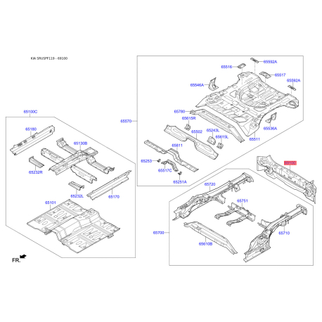 Лонжерон пола багажника 65910-F1550 Mobis - 65910F1550 - схема с каталога 69100, SRUSPF119 65910F1550