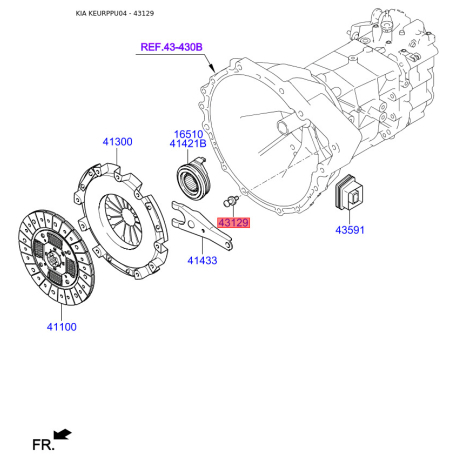 Болт КПП 0K2A1-16102 Mobis - 0K2A116102 - схема з каталогу 43129, KEURPPU04 0K2A116102