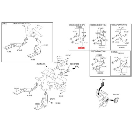 Шланг (патрубок) системы охлаждения 97311-2S150 Mobis - 973112S150 - схема с каталога 97310D, SEURPSLZ14 973112S150