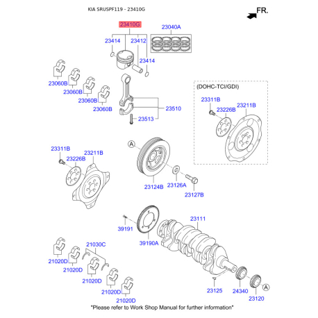 Поршень 23410-2F968 Mobis - 234102F968 - схема с каталога 23410G, SRUSPF119 234102F968