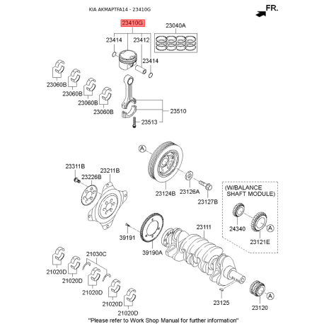 Поршень 23410-2G411 Mobis - 234102G411 - схема з каталогу 23410G, AKMAPTFA14 234102G411