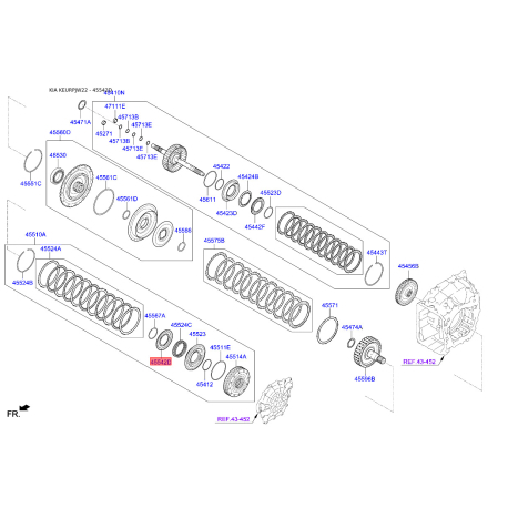 Поршень фрикціону АКПП 45542-3B600 Mobis - 455423B600 - схема з каталогу 45542D, KEURPJW22 455423B600