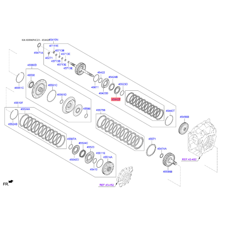 Поршень фрикціону АКПП 45442-3B600 Mobis - 454423B600 - схема з каталогу 45442F, KKMAPHC23 454423B600