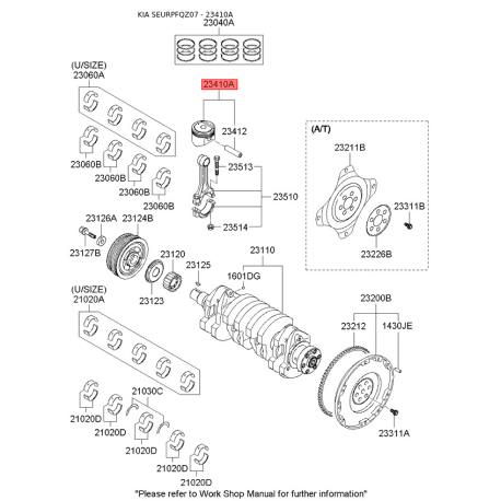 Поршень 23410-37950 Mobis - 2341037950 - схема з каталогу 23410A, SEURPFQZ07 2341037950