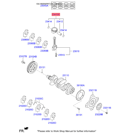 Поршень 23041-2BCB0 Mobis - 230412BCB0 - схема с каталога 23410G, MKMAPM721 230412BCB0
