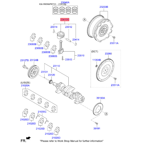 Поршень 23041-2BCA0 Mobis - 230412BCA0 - схема с каталога 23410G, MKMAPM721 230412BCA0
