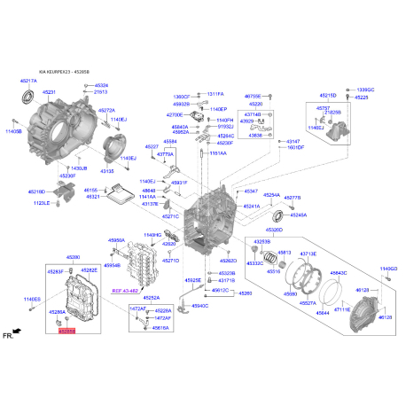 Уплотнительное кольцо, гидравлический фильтр 45285-3B010 Mobis - 452853B010 - схема с каталога 45285B, KEURPEX23 452853B010