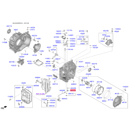 Уплотняющее кольцо вала, фланец АКПП 45324-39000 Mobis - 4532439000 - схема с каталога 43171B, KEURPEX23 4532439000