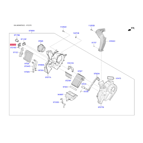Регулюючий клапан охолоджувальної рідини 97161-D7000 Mobis - 97161D7000 - схема з каталогу 97257E, AKMAPS922 97161D7000