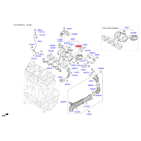 Регулюючий клапан, компресор 28235-2U000 Mobis - 282352U000 - схема з каталогу 28248B, SEURPHW22 282352U000