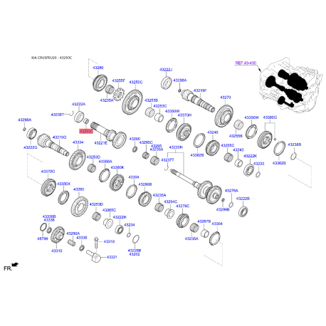 Подшипник игольчатый КПП 43294-2D100 Mobis - 432942D100 - схема с каталога 43293C, CRUSPEU20 432942D100