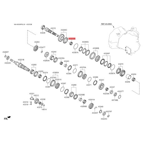Подшипник игольчатый АКПП 43253-39060 Mobis - 4325339060 - схема с каталога 43253B, KEURPSL10 4325339060