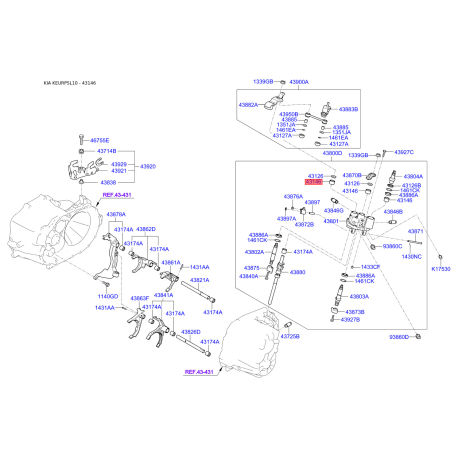 Подшипник игольчатый КПП 43146-39000 Mobis - 4314639000 - схема с каталога 43146, KEURPSL10 4314639000