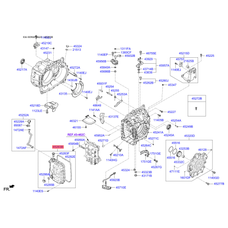 Фланцевая крышка, автоматическая коробка передач 45280-3F850 Mobis - 452803F850 - схема с каталога 45283B, KKMAPD919 452803F850