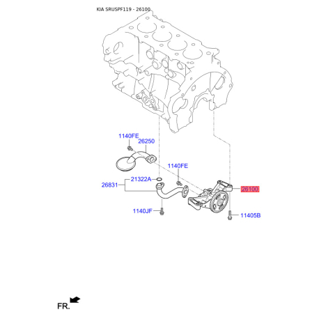 Масляный насос 21310-2F311 Mobis - 213102F311 - схема с каталога 26100, SRUSPF119 213102F311