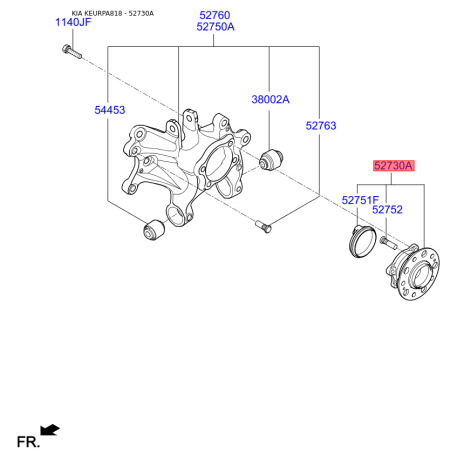 Ступица колеса 52730-C1110 Mobis - 52730C1110 - схема с каталога 52730A, KEURPA818 52730C1110