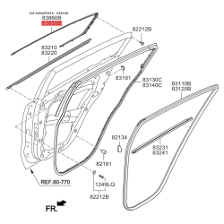 Уплотнитель (прокладка), боковое стекло левый 83850-D9010 Mobis