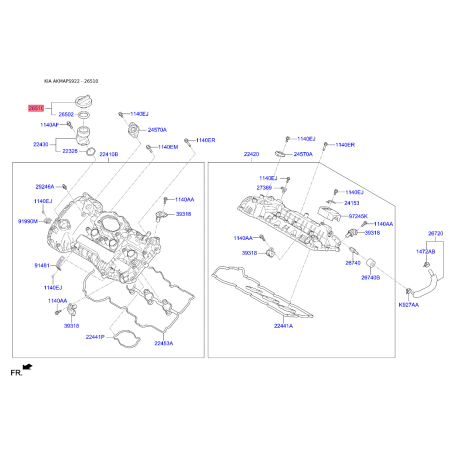 Крышка, заливная горловина 26510-26630 Mobis - 2651026630 - схема с каталога 26510, AKMAPS922 2651026630