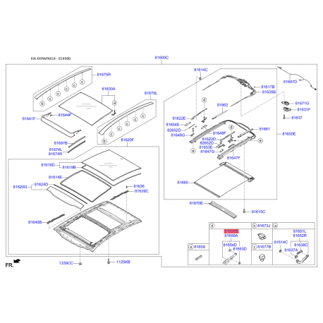 Люк и комплектующие левый 81698-3S010 Mobis - 816983S010 - схема с каталога 81698B, KKMAPA818 816983S010