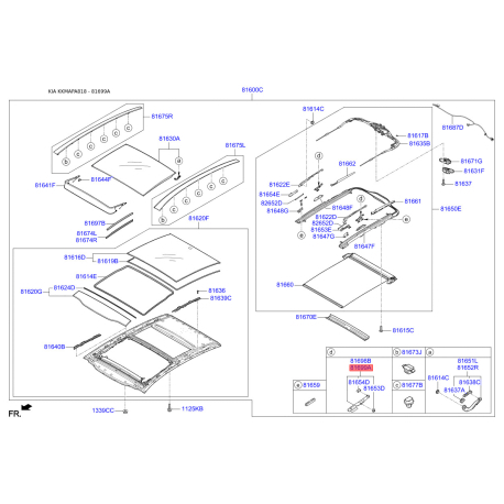 Люк и комплектующие правый 81699-3S010 Mobis - 816993S010 - схема с каталога 81699A, KKMAPA818 816993S010