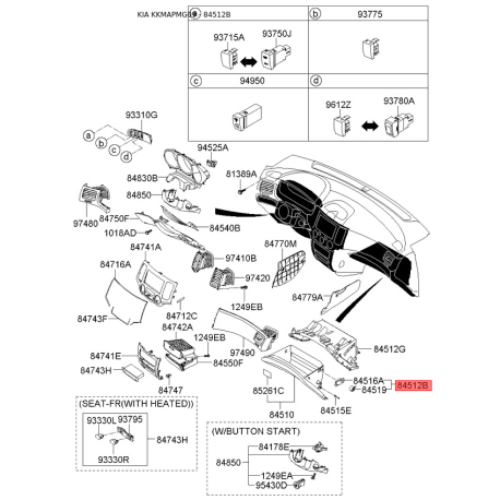 Ящик перчаточный (бардачок) 84535-39000 Mobis - 8453539000 - схема с каталога 84512B, KKMAPMG09 8453539000