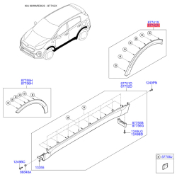 Накладка арки колеса наружная пластиковая правая 87742-D9000 Mobis