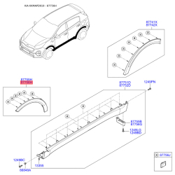 Накладка арки колеса наружная пластиковая правая 87712-D9000 Mobis