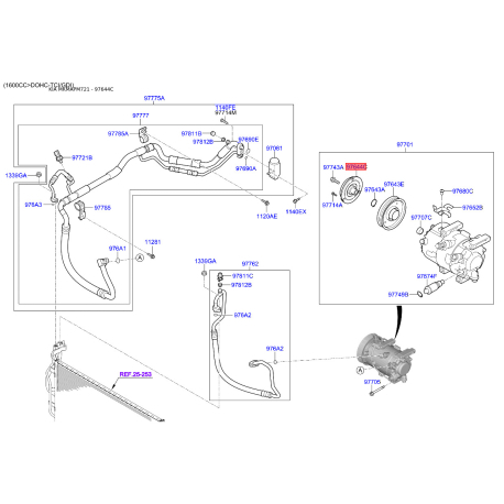 Шків компресора кондиціонера 97644-4P000 Mobis - 976444P000 - схема з каталогу 97644C, MKMAPM721 976444P000