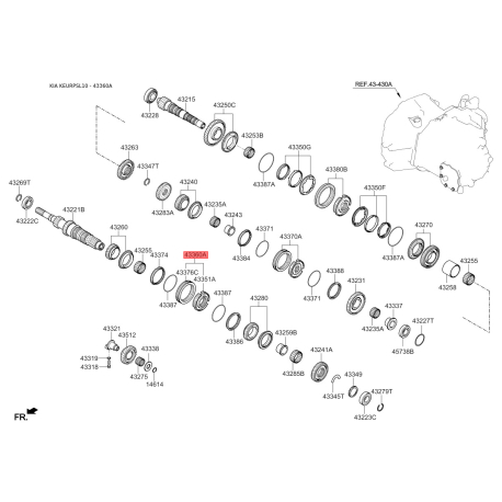 Муфта КПП 43360-39001 Mobis - 4336039001 - схема з каталогу 43360A, KEURPSL10 4336039001