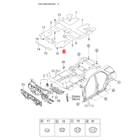 Шкив компрессора кондиционера 97644-26300 Mobis - 9764426300 - схема с каталога 4, EURK3E002A 9764426300